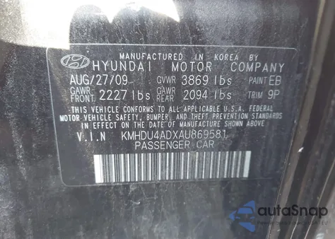 2010 Hyundai Elantra Se z USA, uszkodzony, nr VIN KMHDU4ADXAU869581